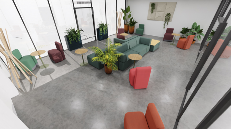 3D verrière lumière naturelle lien avec salon flow célébration réception repas reunion