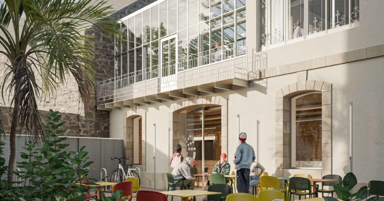 3D cour de Maison Flow depuis l'avenue Favrel et Lincy à vannes